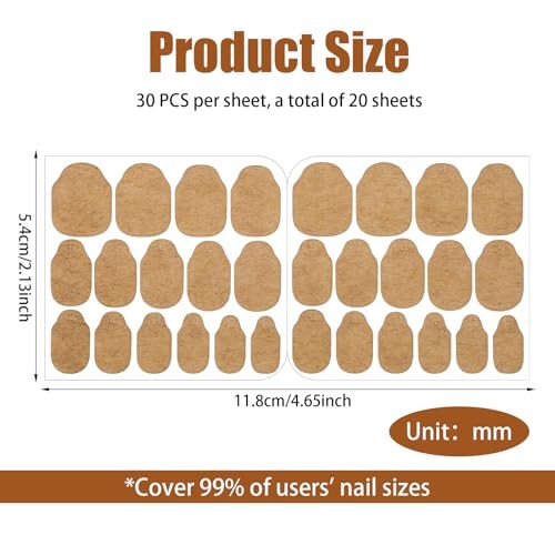 Ymapinc 600PCS Ultra-Thin Nail Adhesive Tabs, 3 Sizes Waterproof Breathable