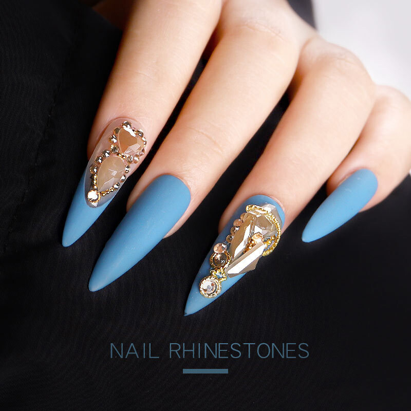1 Box Mixed Size Glass Nail Art Rhinestones Flatback AB Crystal 3D Gem Manicure