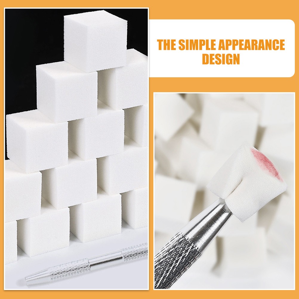 1 Set Durable Latex Nail Sponges for Nail Art with Stainless Steel Pickup Tool