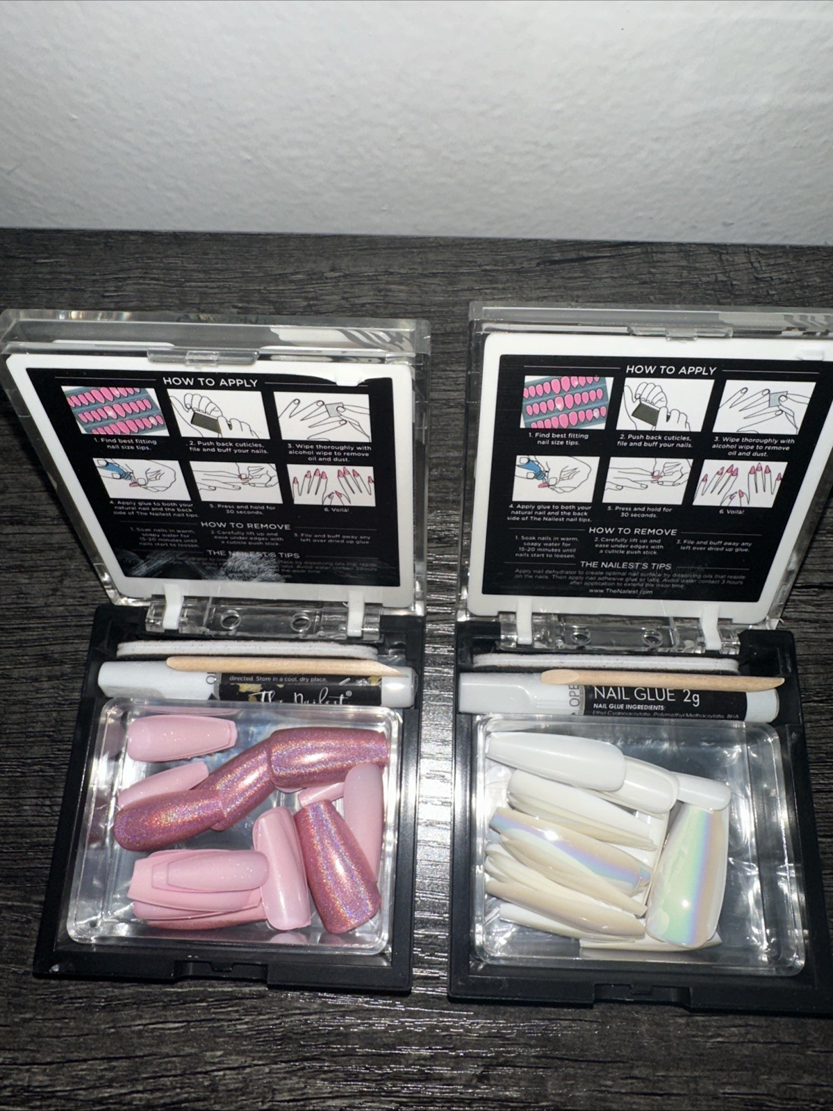 The Nailest Instant Glam Press On Nails White And Pink – New Lot Of 2