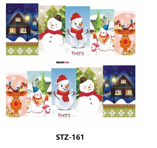 4 Full Wrap Water Transfer Nail Art Sticker Decals Christmas Snowman Santa NS11