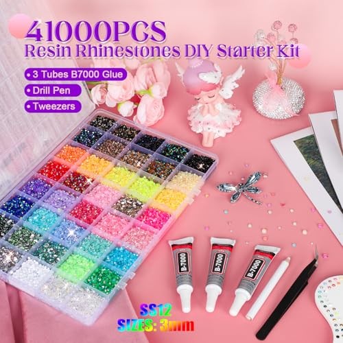 Bedazzling Kit with 41000Pcs Rhinestones, Jelly Rhinestones for Bedazzling, 40