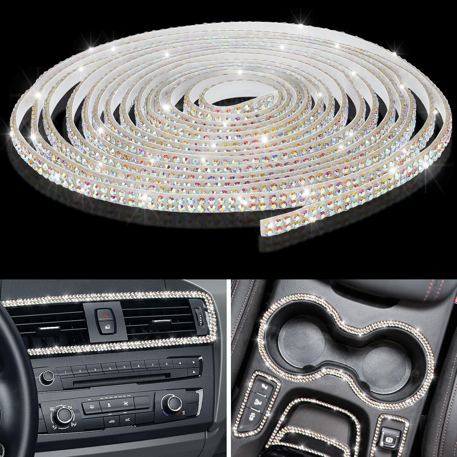 16.4Ft Bling Car Trim Self Adhesive Glitter Crystal Rhinestone Car Interior Exte