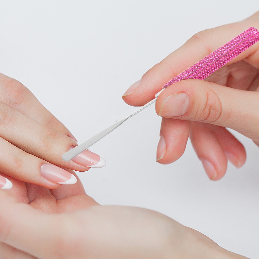 Rosy Rhinestone Metal Nail Mixing Tool Durable Nail Glue Stirring Rod for DIY