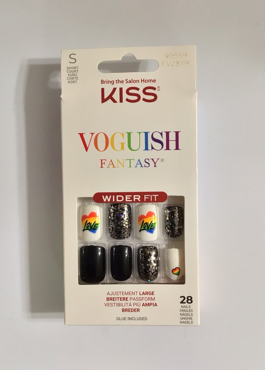 KISS Press On Nails New WIDE FIT Voguish Fantasy #90559 Short Sq 28pc