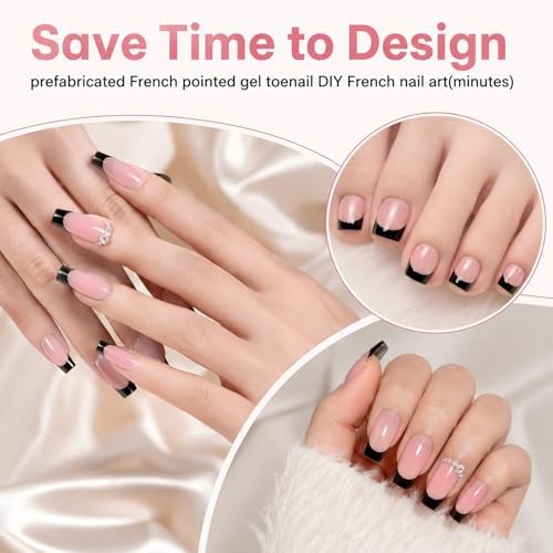 144 Pcs French Tip Press on Nails and Toenails, 12 Sizes Full Cover Square
