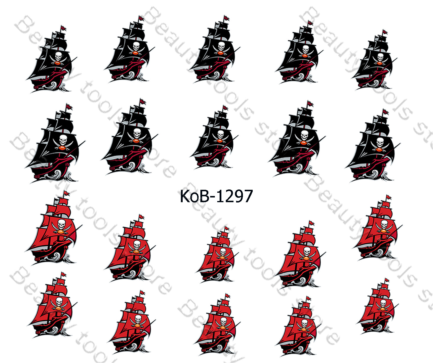 Nail Art Water Transfer Stickers Decal Pirate ship KoB-1297