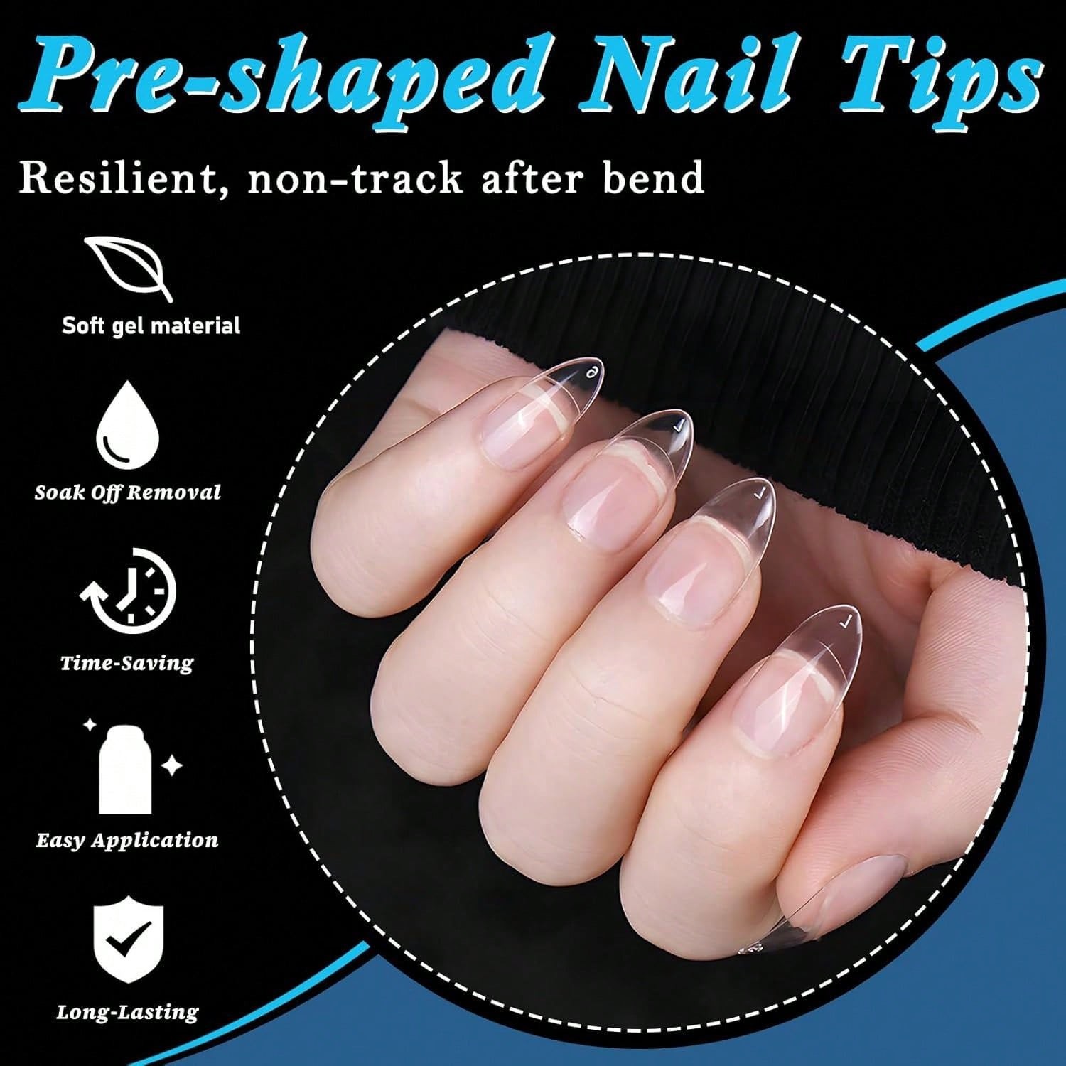 72Pcs 12 Size French Tip Press On Nails Soft Gel Glue On Nails Nude for Women US