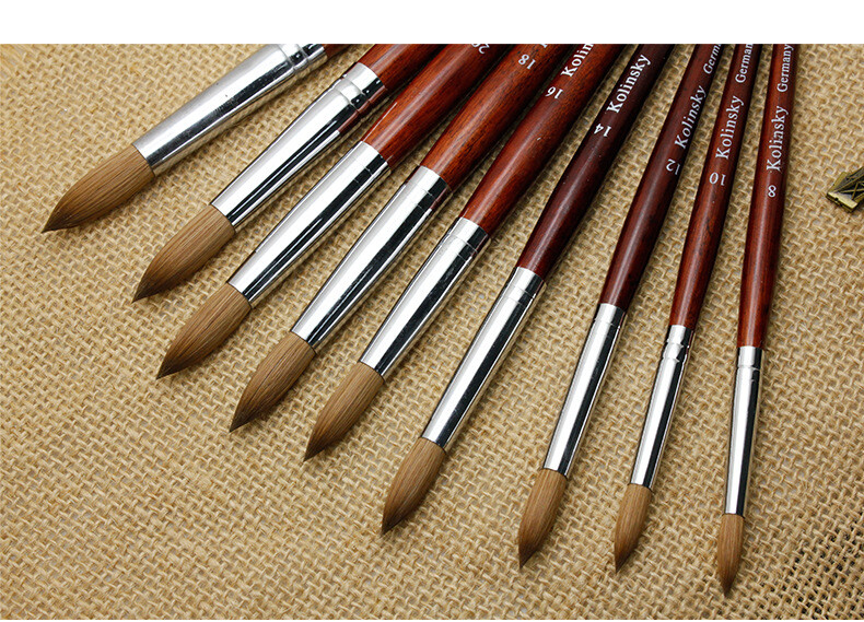 Kolinsky Acrylic Round Wood Handle Acrylic Nail Art CHOOSE SIZE Best Brush