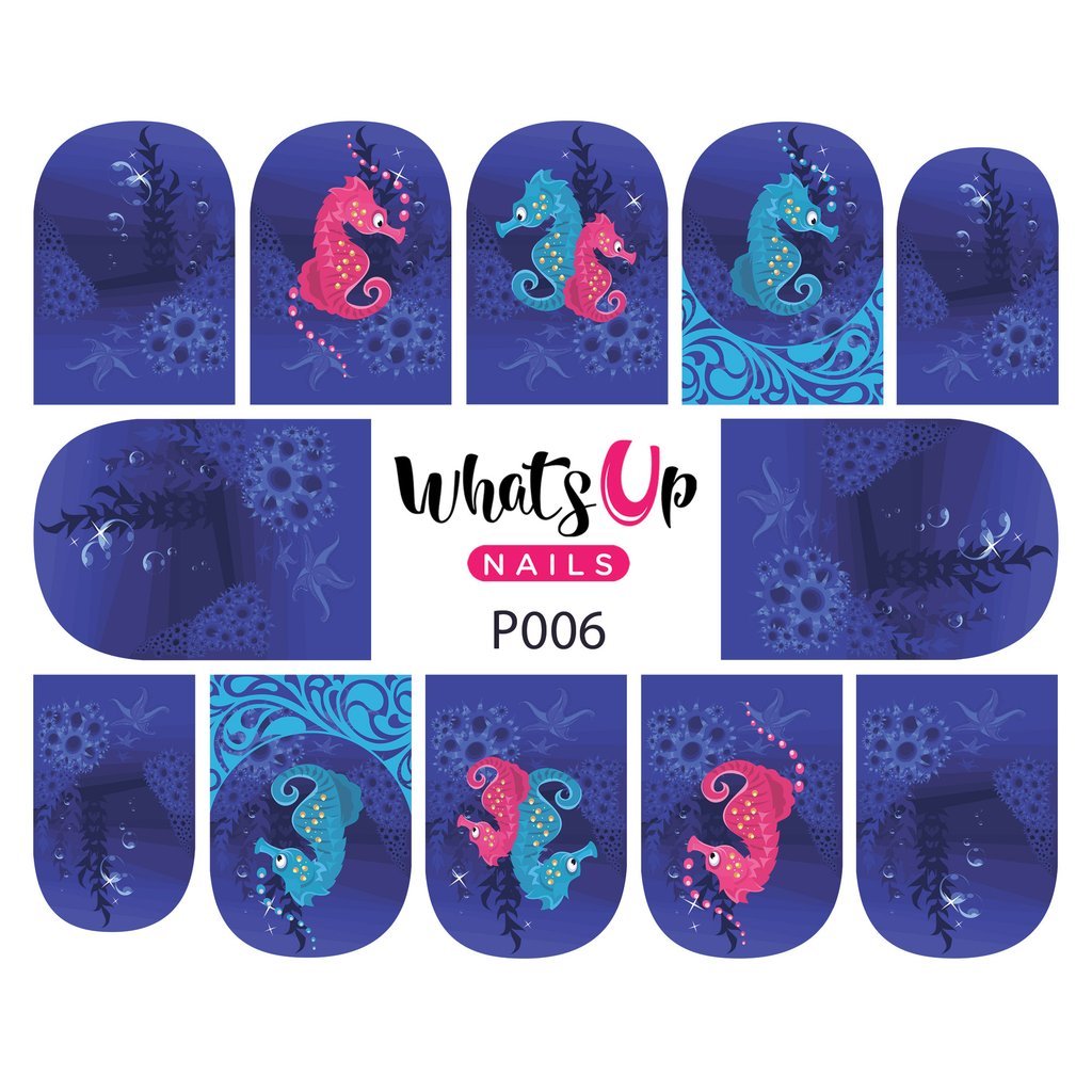 P006 I Sea Horses Water Decals Sliders for Nail Art Design