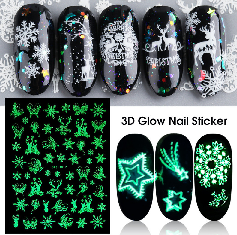 3D Nail Art Sticker Holographic Butterfly Christmas Snowflake Mermaid Tail NS38