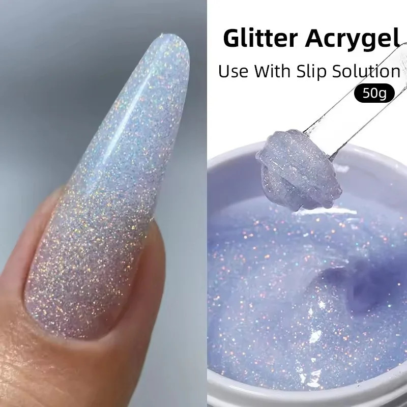 50G Shimmer Pink White Acrylic Gel TPO Free Glitter Shiny Extension Acryl Hard G