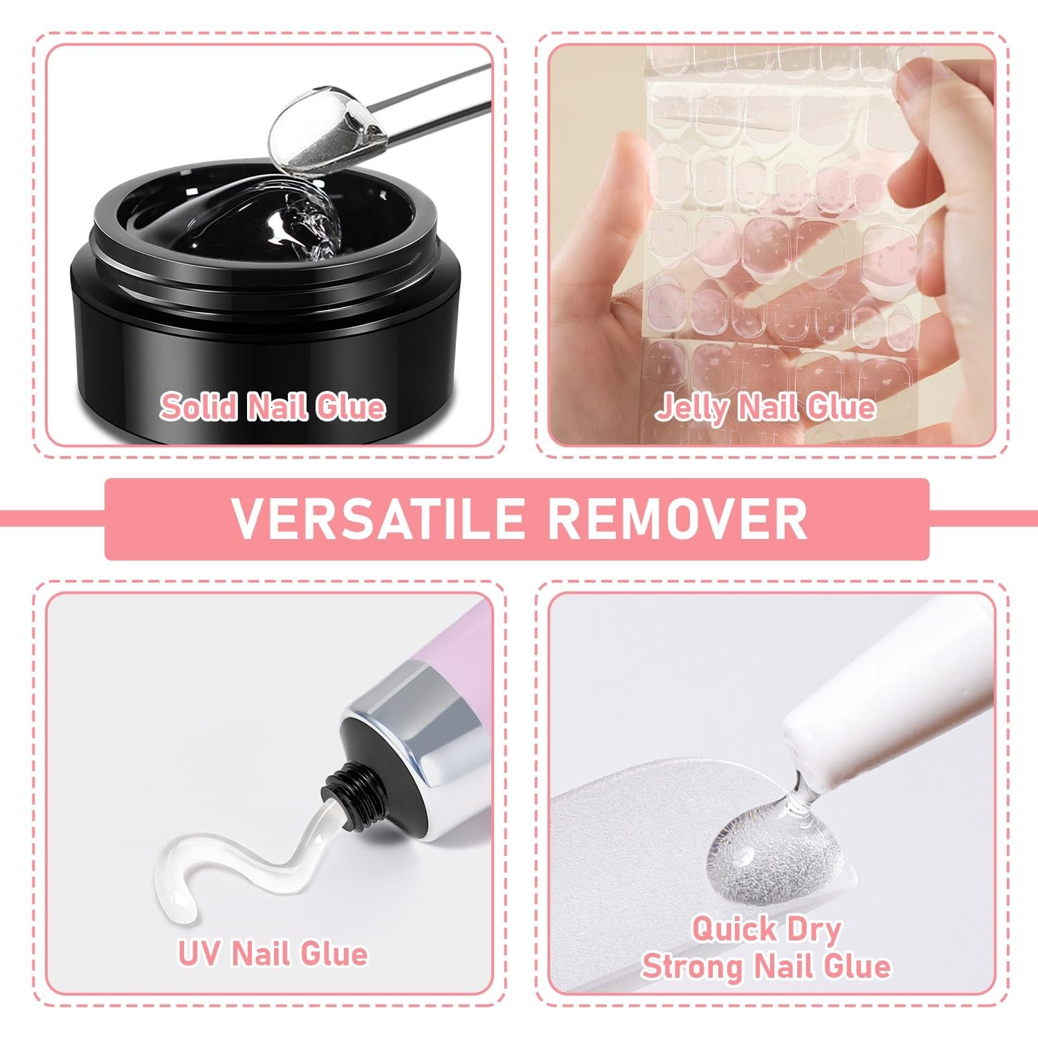 Nail Glue Remover for Press On, Dipping in Soak Liquid Gentle Remove Press-On Na