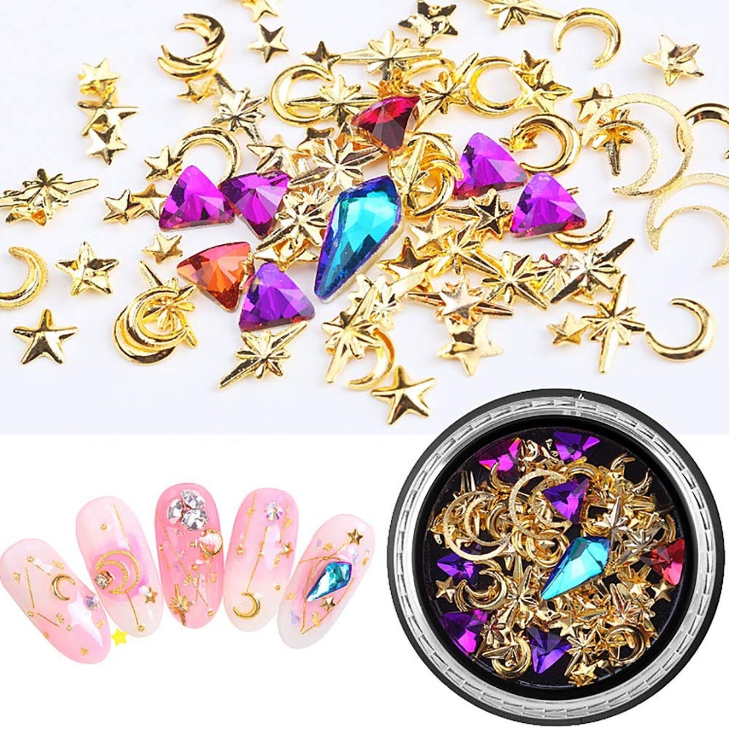 SILPECWEE 6 Boxes 3d Nail Rhinestones And Studs Gold Nail Rivets Set Nail Cry…