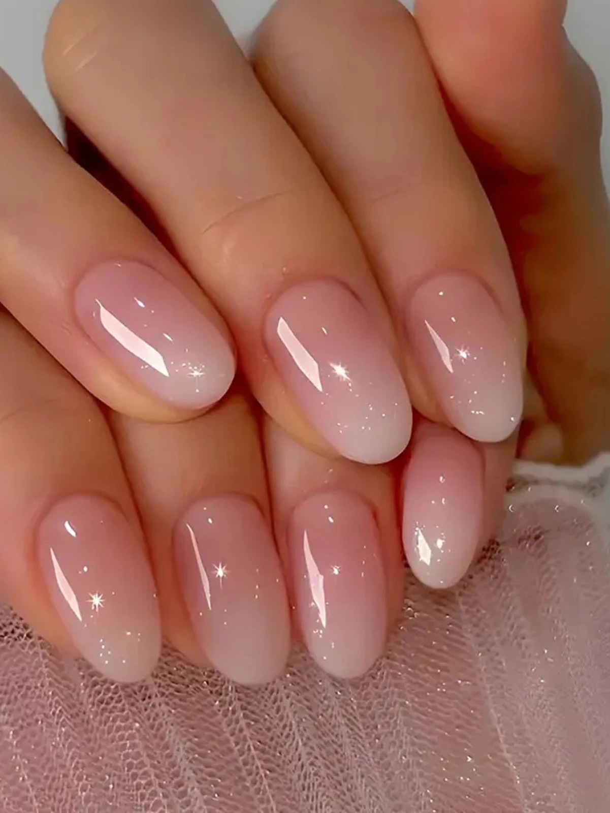 24pcs Glossy Pink Press-On Nails – Medium Square Full Cover Fake Nails
