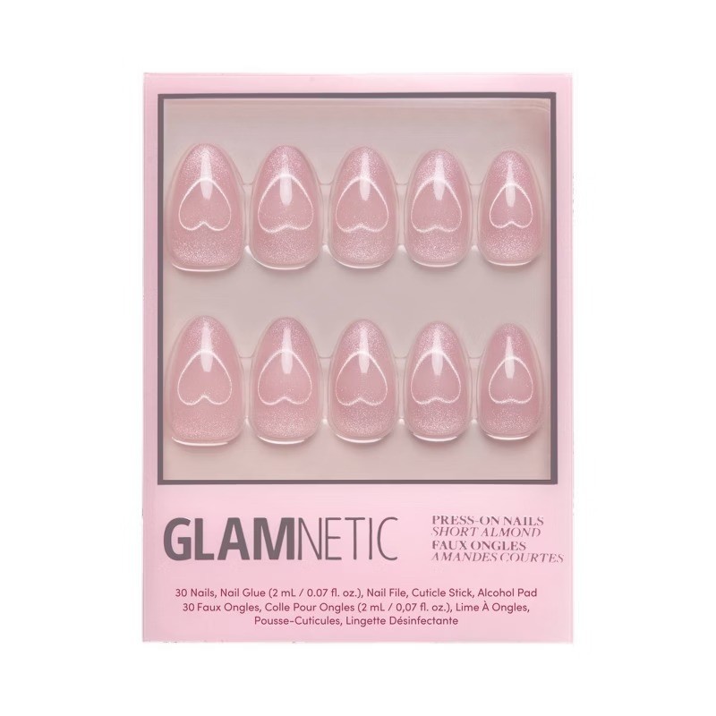 Soulmate Energy Fake Nails: Almond Shape, 30 Pieces, Velvet Finish