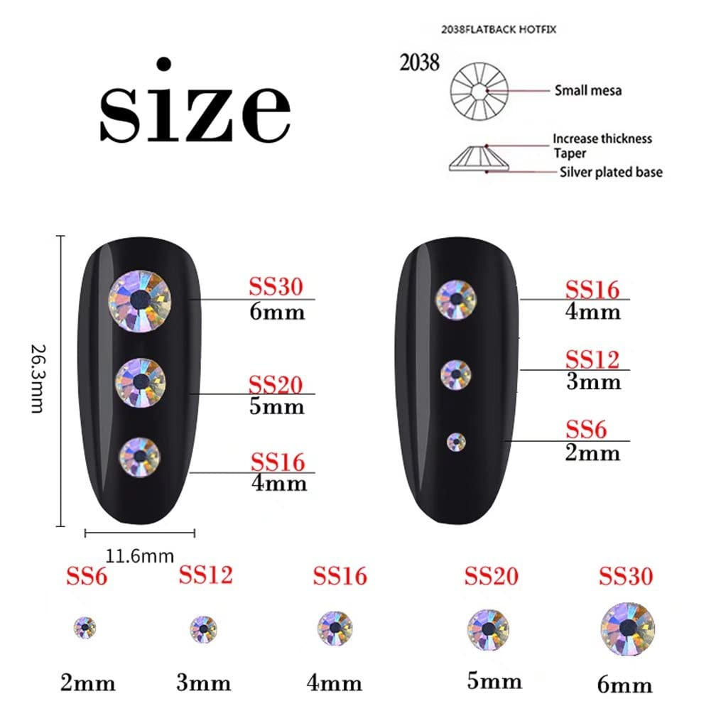3000 Pieces SS12 3Mm Flatback Rhinestones Clear Glass round Gems Crystals for Na