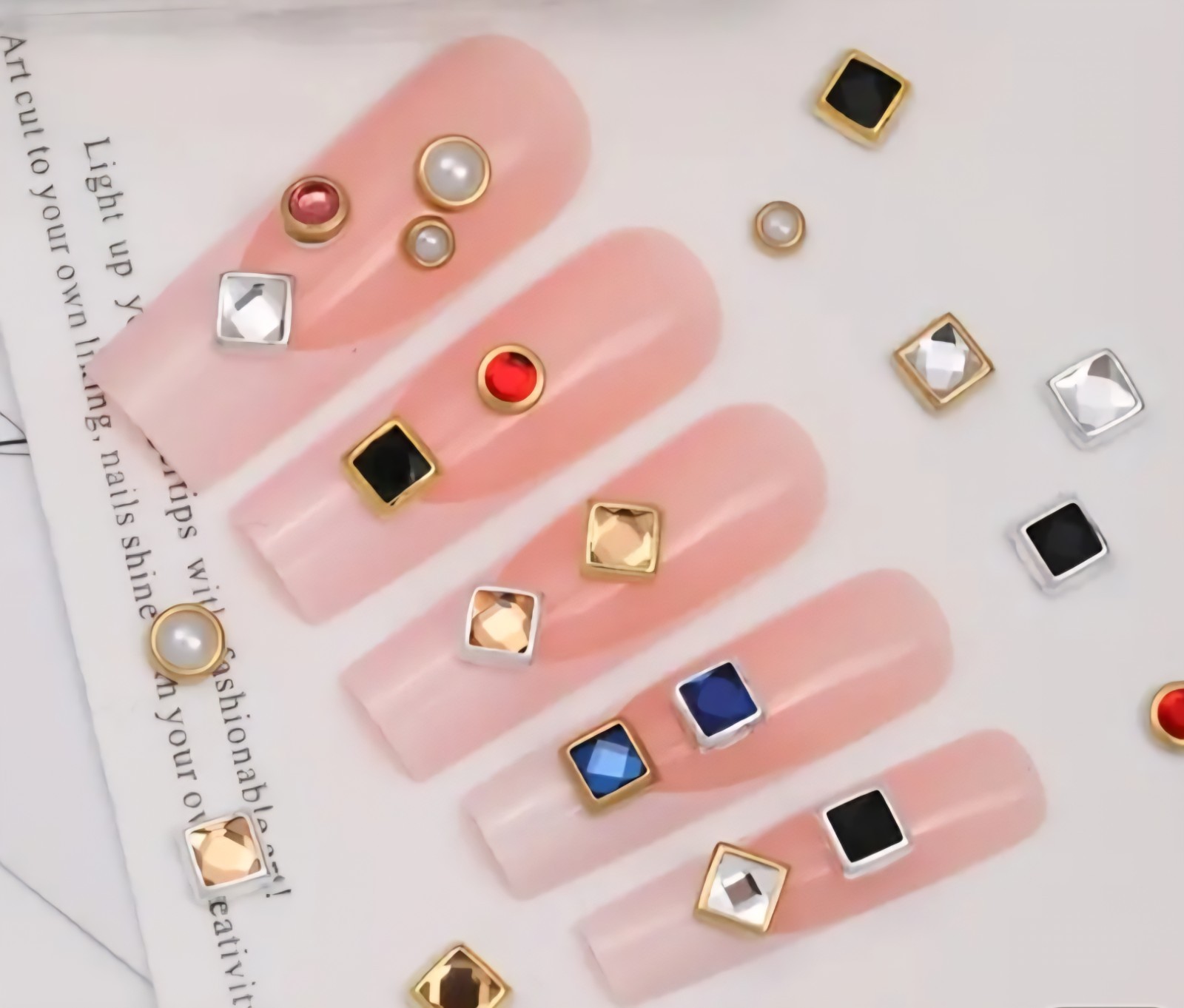 30 Pieces 3D Nail Art Charms Stars Frames Gems Silver Gold Cameo Hearts Bling