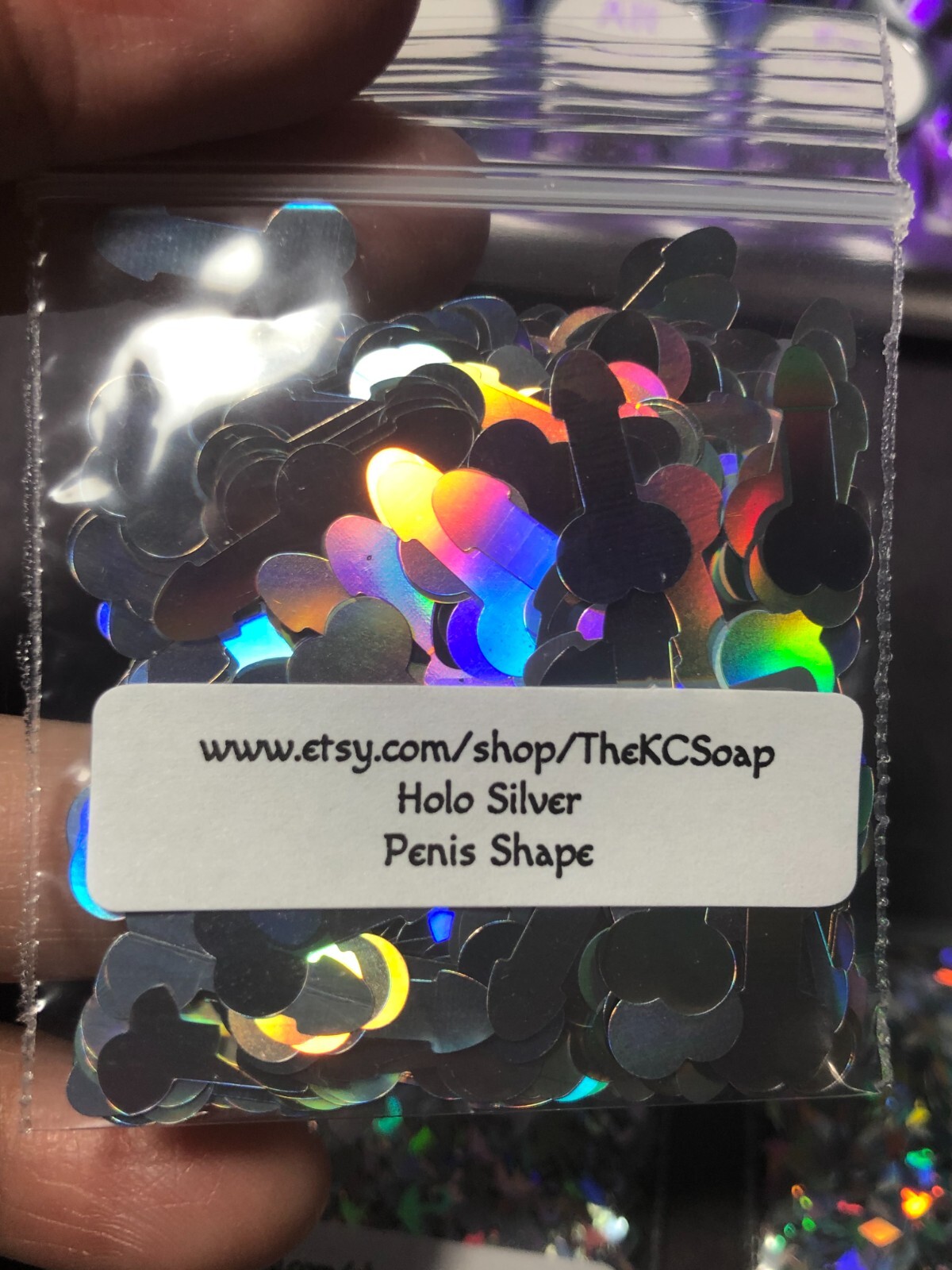50g Solvent Resistant PENIS shape Glitter HOLO SILVER Nail ART Craft