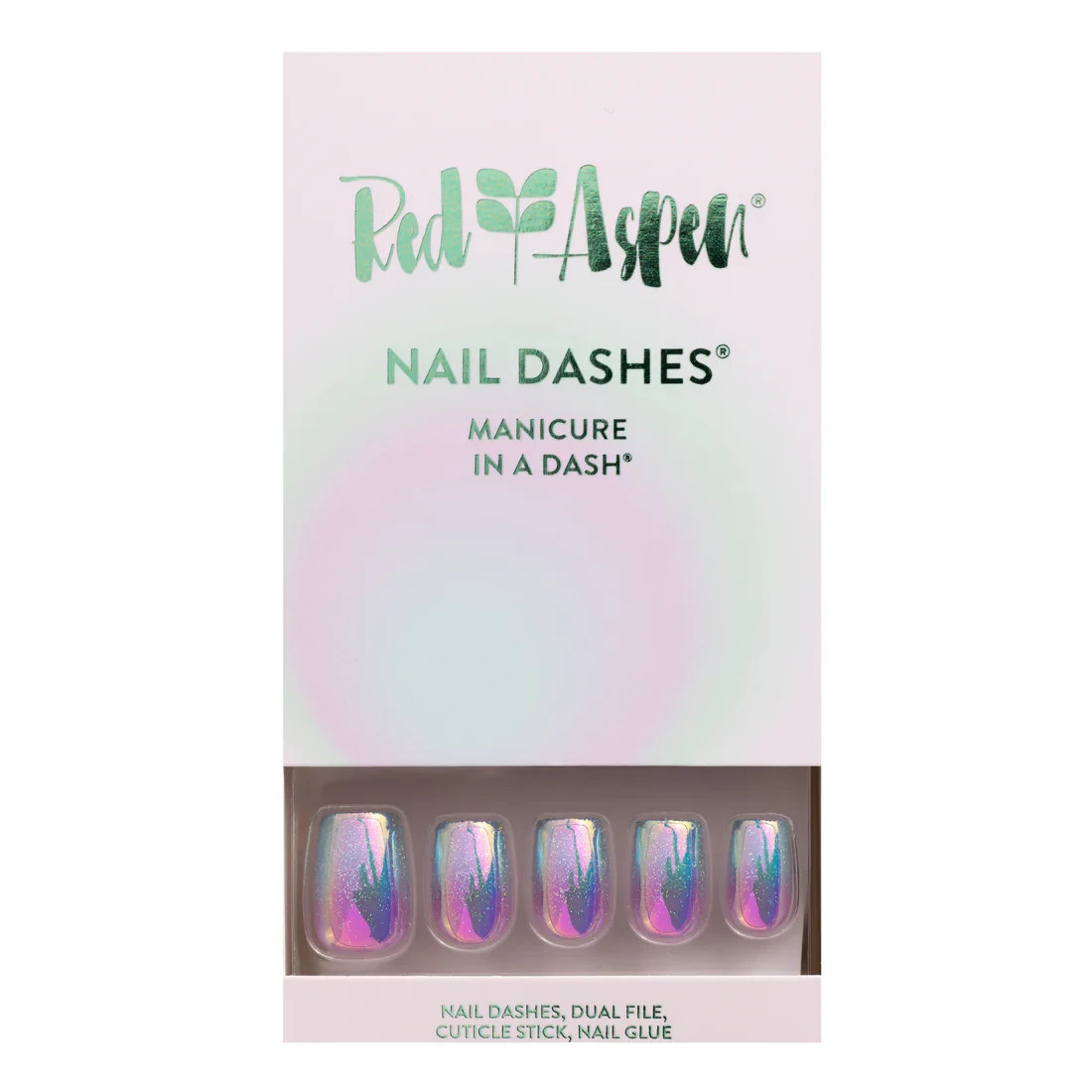 Red Aspen Press On Nails- Celestial Sheen, Trinny-Coffin-Short-Ombre