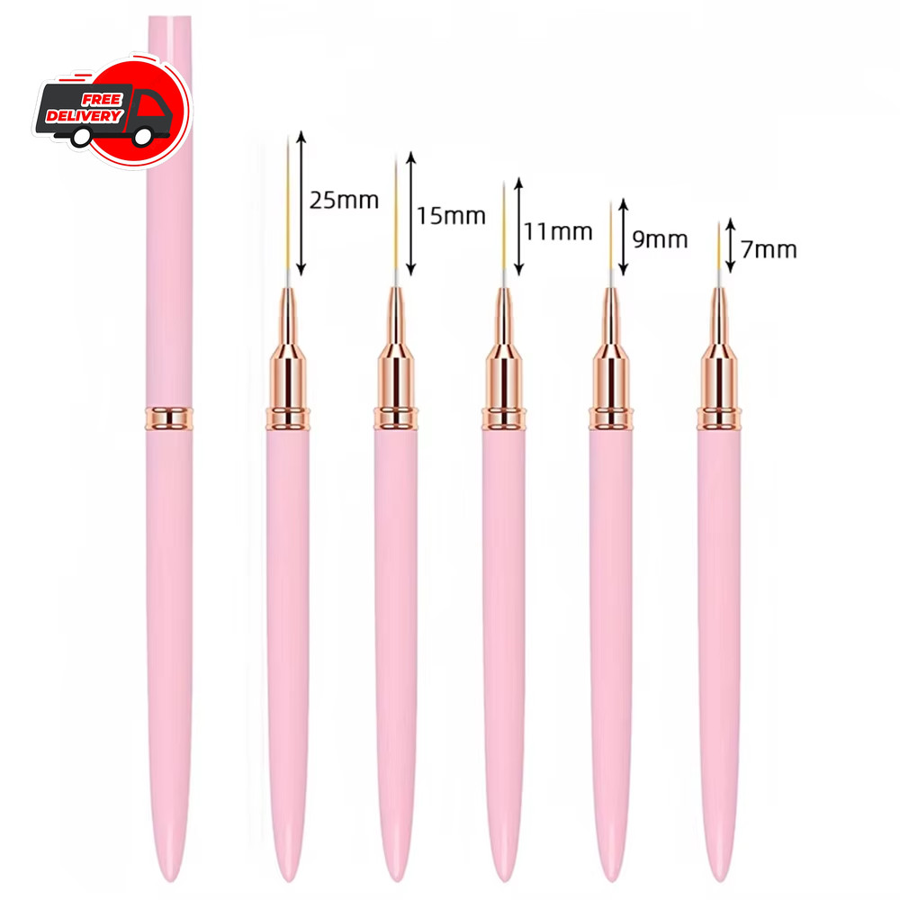 5pcs Nail Art Liner Brush Pen Set Elongated Striping Drawing Professional Tools