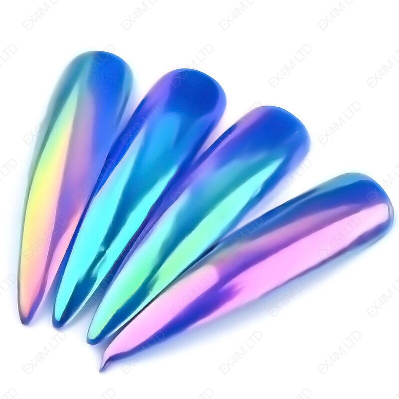 AURORA Nail Powder AB UNICORN RAINBOW 5 Colours CHROME Mirror Effect Mermaid UK