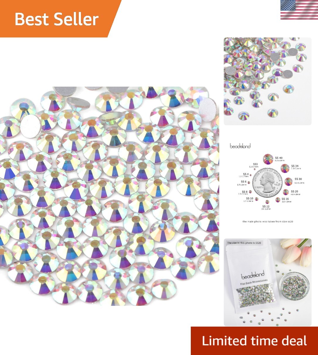 1440 High-Quality Crystal AB Flatback Rhinestones SS20 for Crafting Glamour