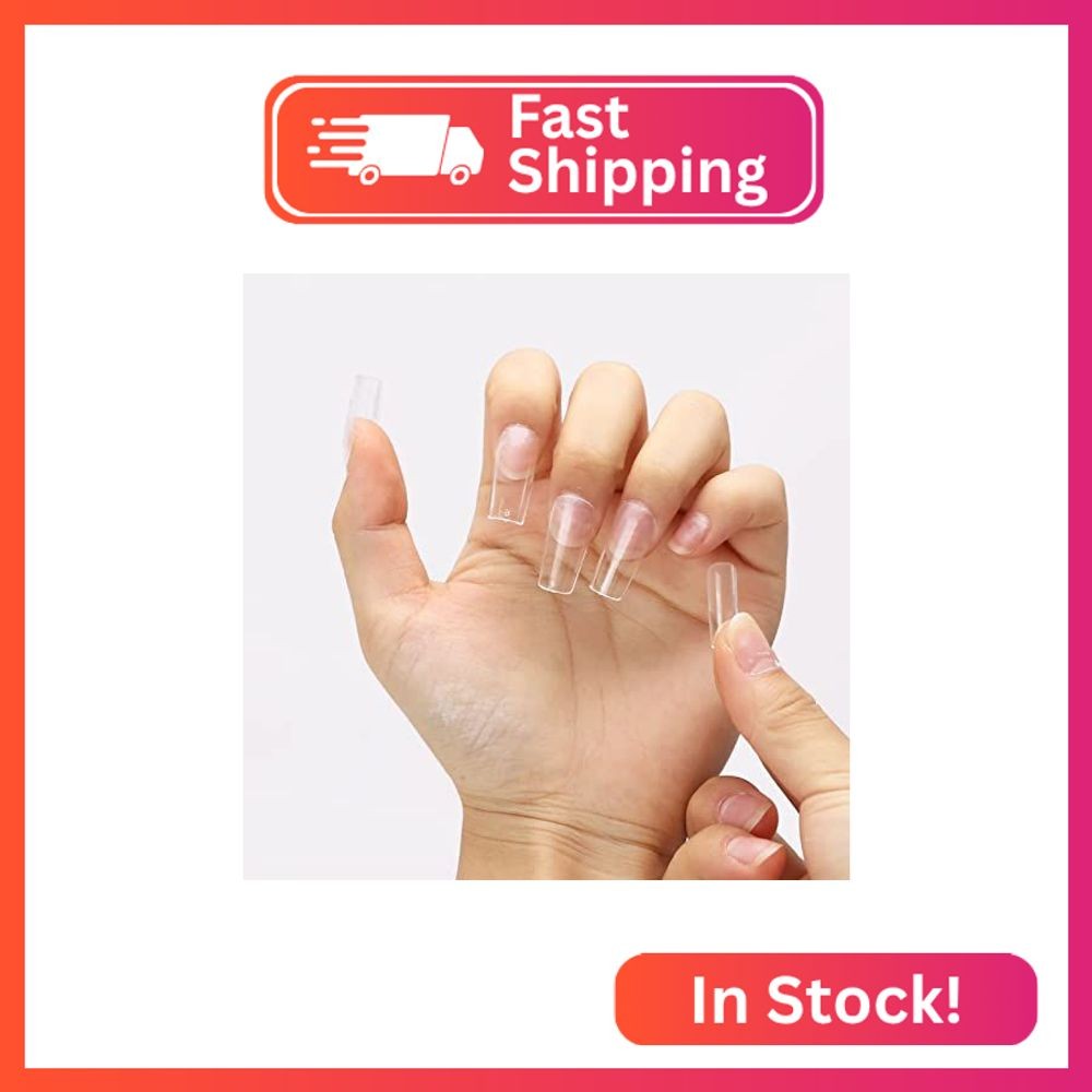 550 Pcs Medium Square Nail Tips Full Cover Clear Fake Nails for Nail Extension,