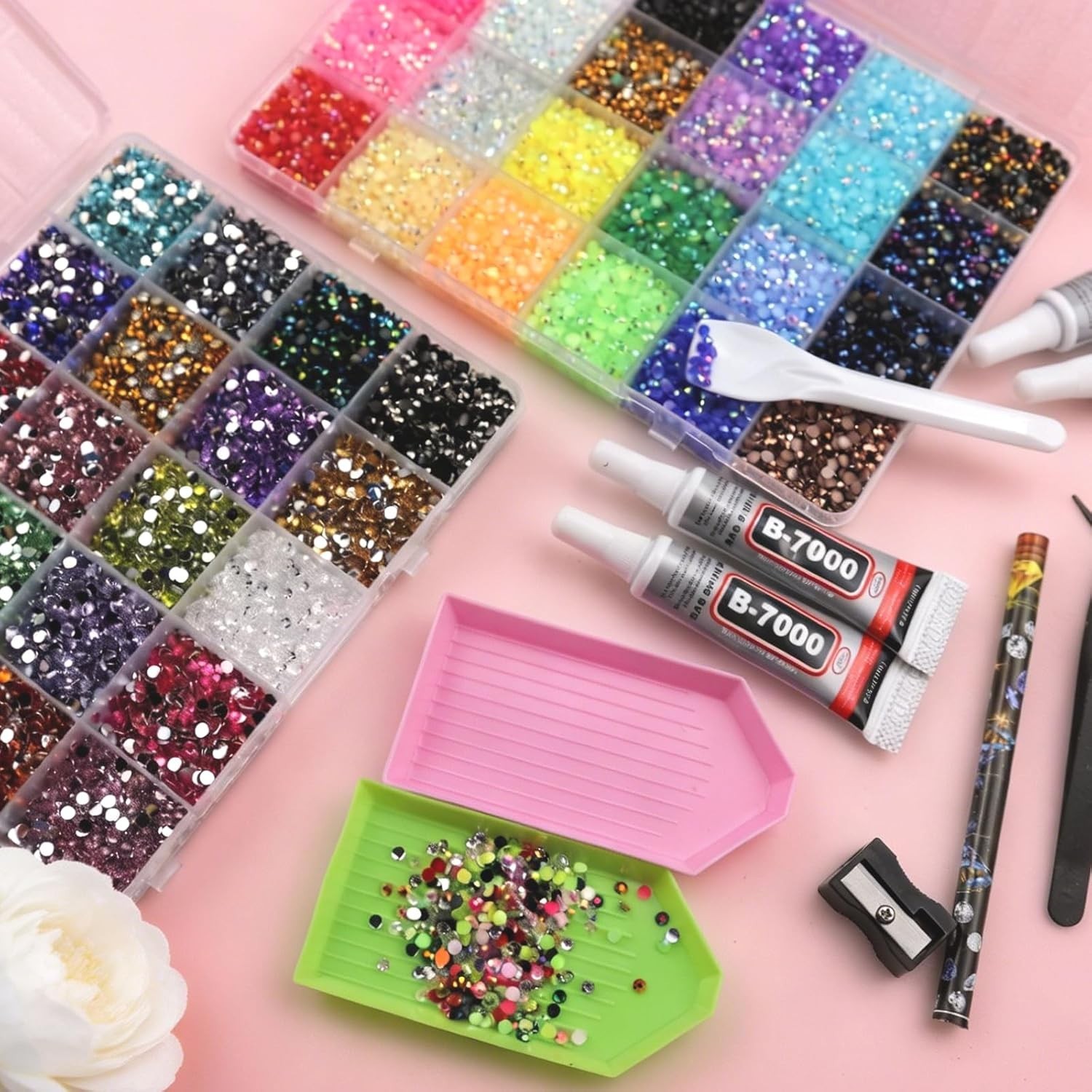 Genuine 52000Pcs Resin Rhinestones for , 48 Color 3mm Flatback Gems for Craft…