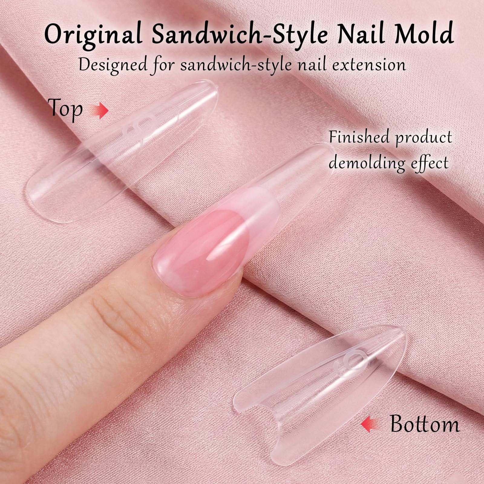 240 PCS Original Sandwich Nails Dual Forms, 15 Sizes Long Coffin Reusable Nai…
