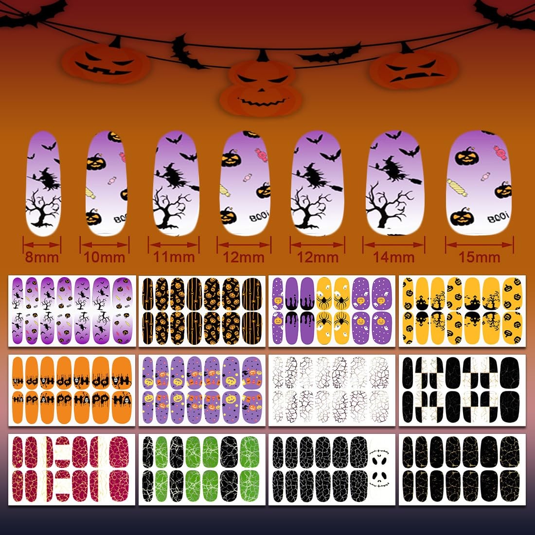 DANNEASY 12 Sheets Glow in The Dark Nail Wraps Luminous Halloween-luminous 01