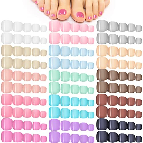Maitys 720 Pieces Fake Toenails Short False Toe Nails Press on Toenails Square