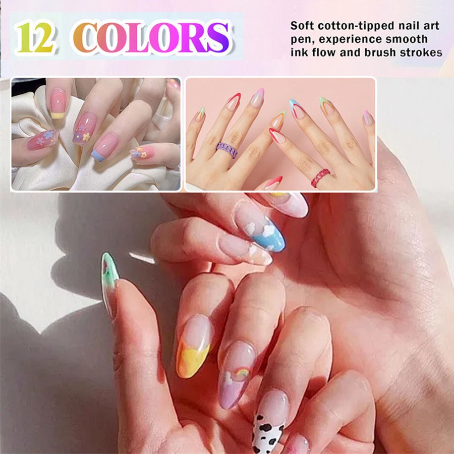 12 Colors Nail Art Pens Set, 2026 New DIY Nail Art Markers Drawing Painting Line