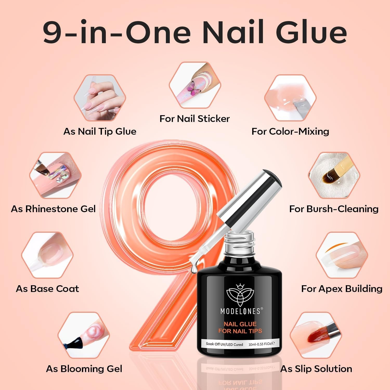 Gel X Nail Kit, Gel x Nail Tips Medium Square, 9-in-One Nail Glue & Portable U V