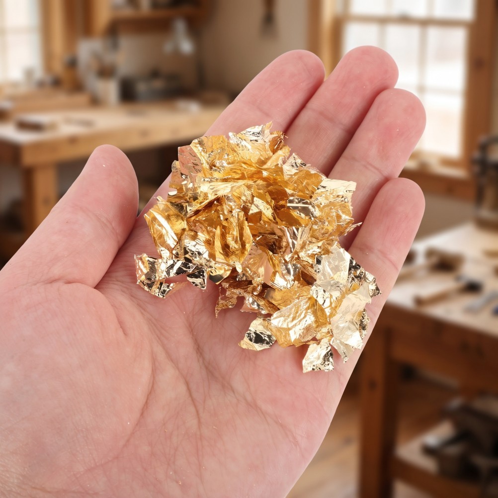 3Pcs Durable Gold Metal Leaf Foil Flakes for Nails and DIY Crafts