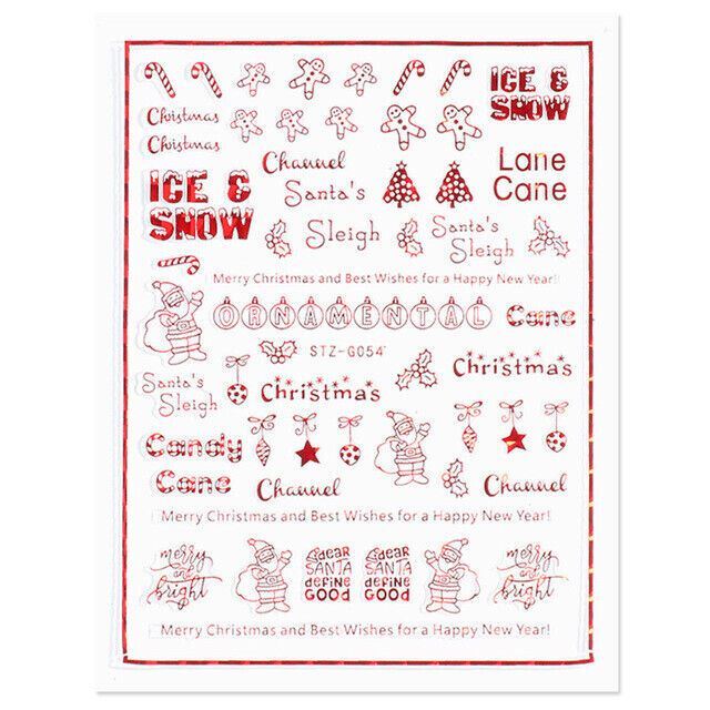 Christmas Foil Transfers Nail Art Metallic Snowflakes Reindeer Stickers Decals