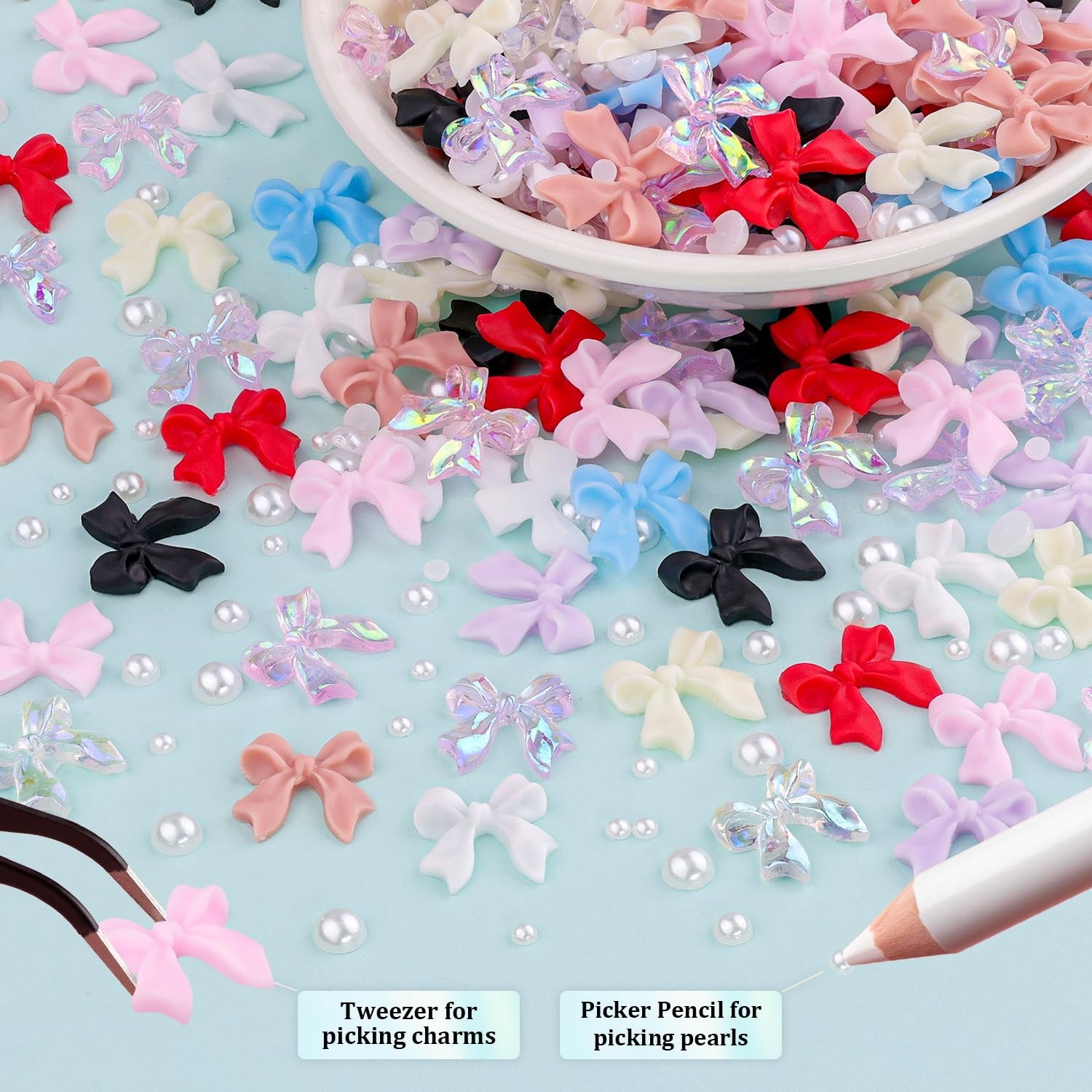 600 Pcs 3D Nail Bow Charms 11 Colors for Nail Art DIY Manicure Crafts