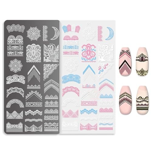 Lace Nail Stamping Plate Set with Stamper and Scraper, 5 Piece