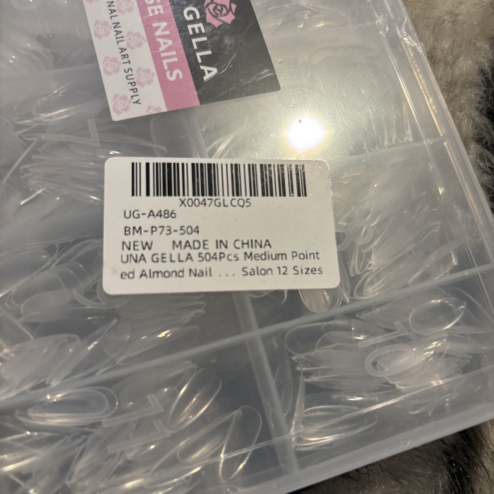 Almond Gel Nail Tips, 504PCS Pre Etched Clear Fake Nails Tips Medium Almond