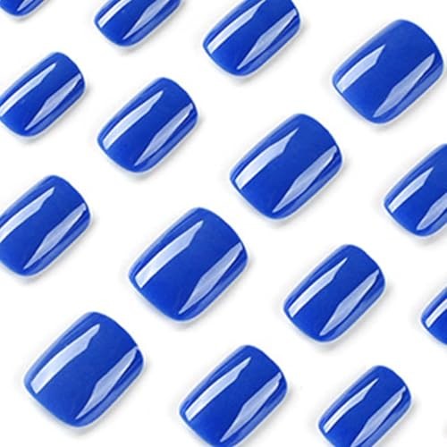Square Fake Nails – Blue Press on Nails – 4th of July – Short Style-12