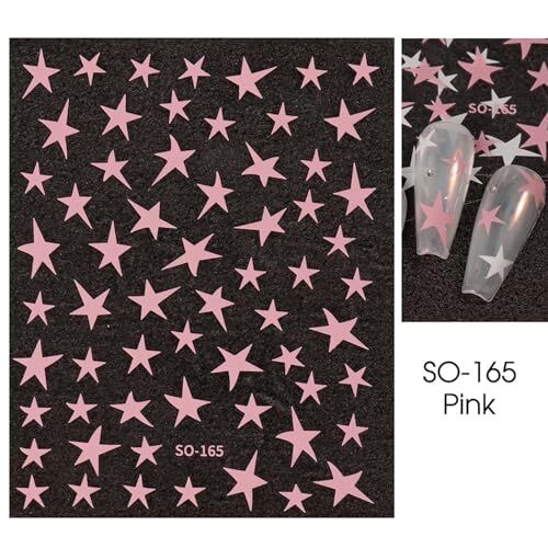 7 Sheets Star Nail Stickers Decals Gold Silver White Black Star Nail Style-d