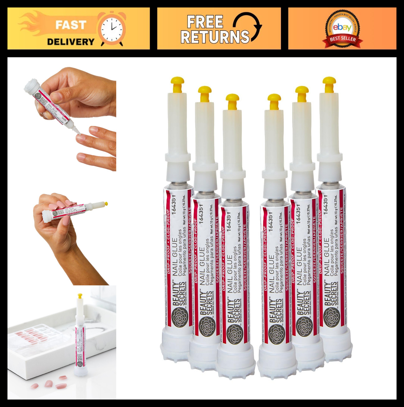 Nail Glue 6 Pack – Drip & Clog Proof Adhesive for Strong, Long-Lasting Nails