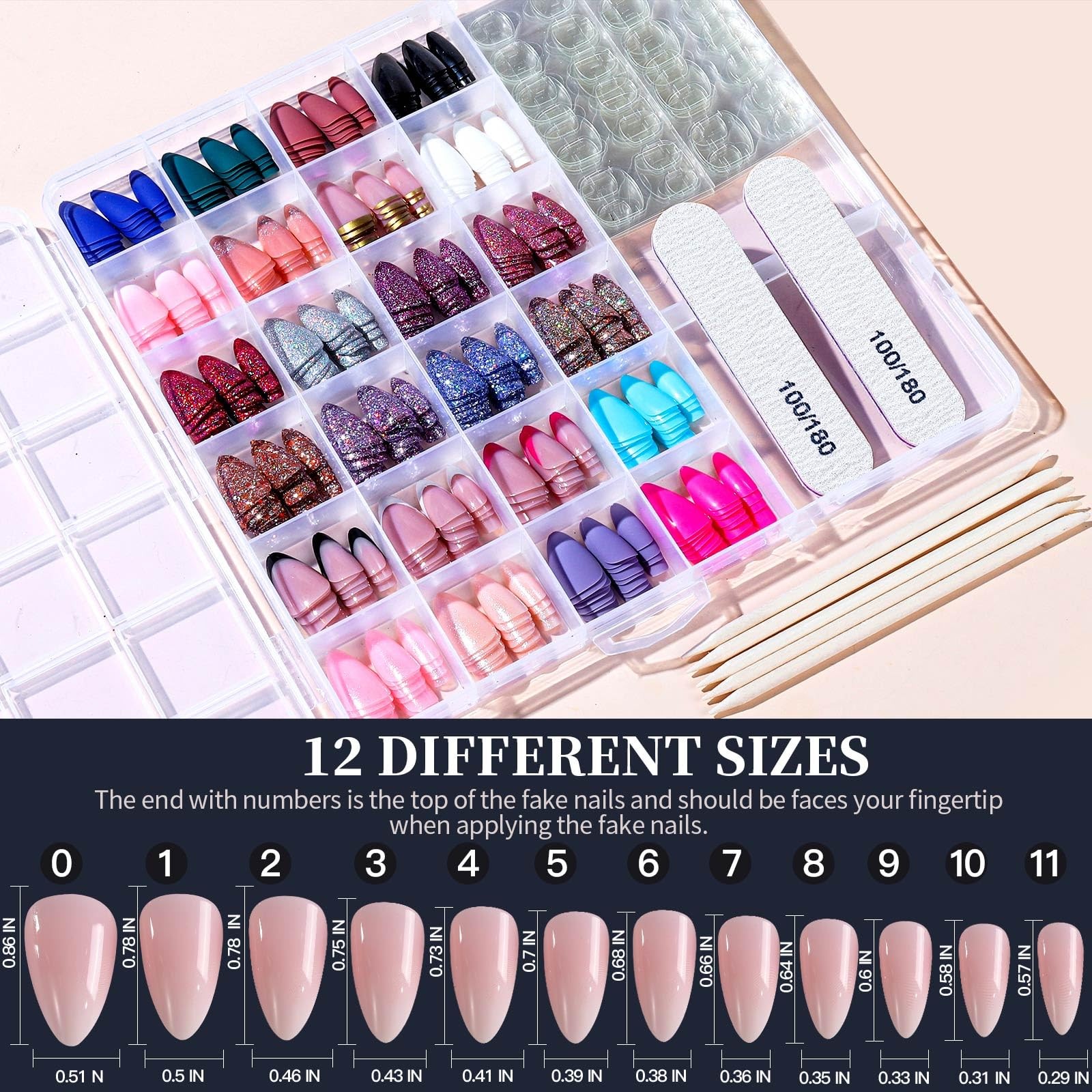 Press on Nails, 24 Colors 576PCS Press on Nails Almond, Matte Glossy Press on…