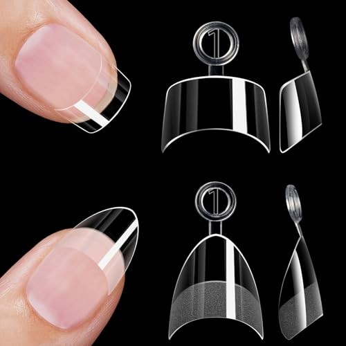 480Pcs Extra Short Half Cover Almond &Tapered Square Nail Tips Gel x Clear