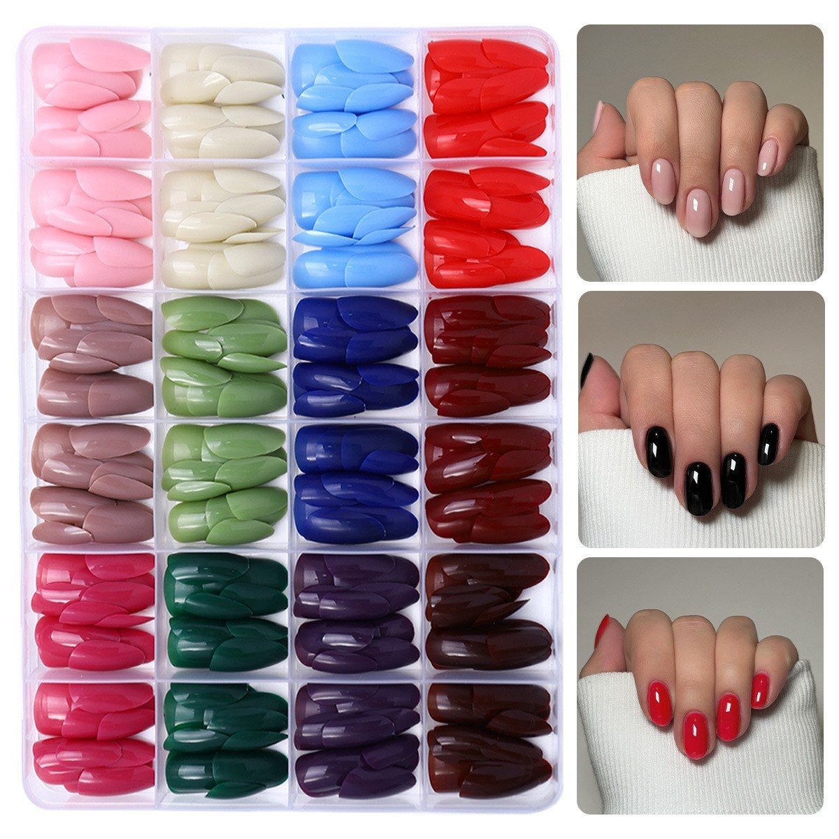 Press on Nails 24 Colors 288 PCS Press on Nails Short Square Matte Glossy fake