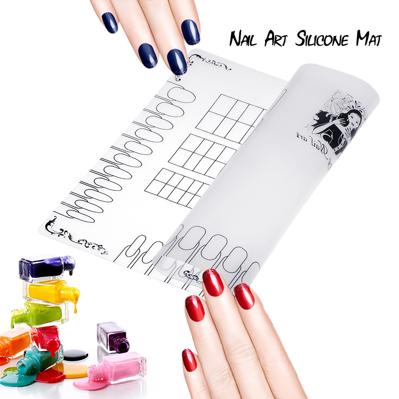 1-Nail Art Manicure Silicone Mat Foldable Washable Soft Table Cover Pad For BBLL