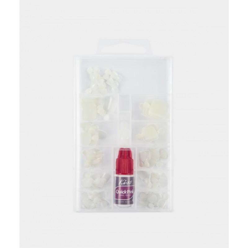 KISS 96 FULL-COVER TOENAILS SHORT LENGTH #50543 96TN01 DURABLE GLUE ON WHITE