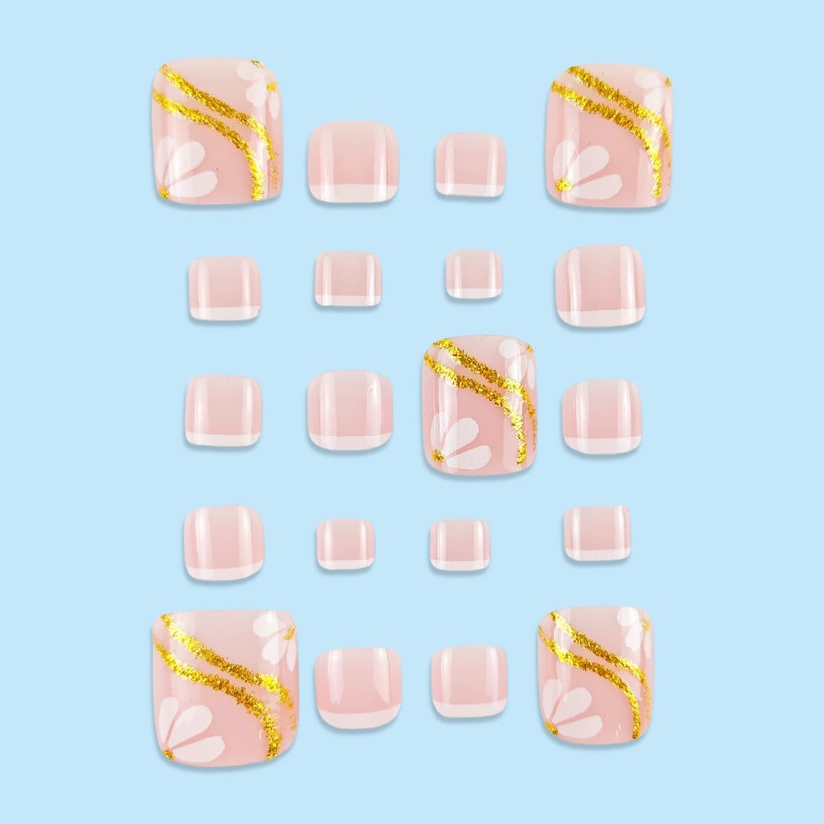 ZIFANHU Press on Toenails for Women, White French Tip Fake Short, Color J07