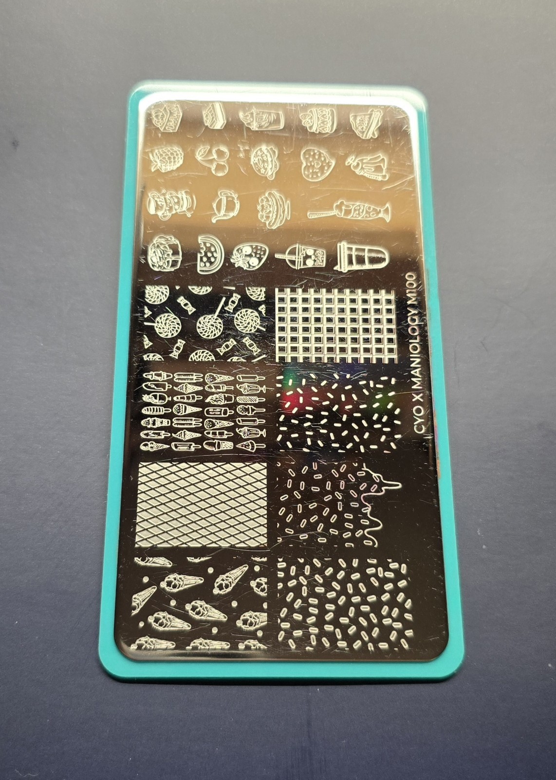 M100 Cyo X Maniology Design Contest Sweet Thing Candy Cake Nail Stamp Plate HTF