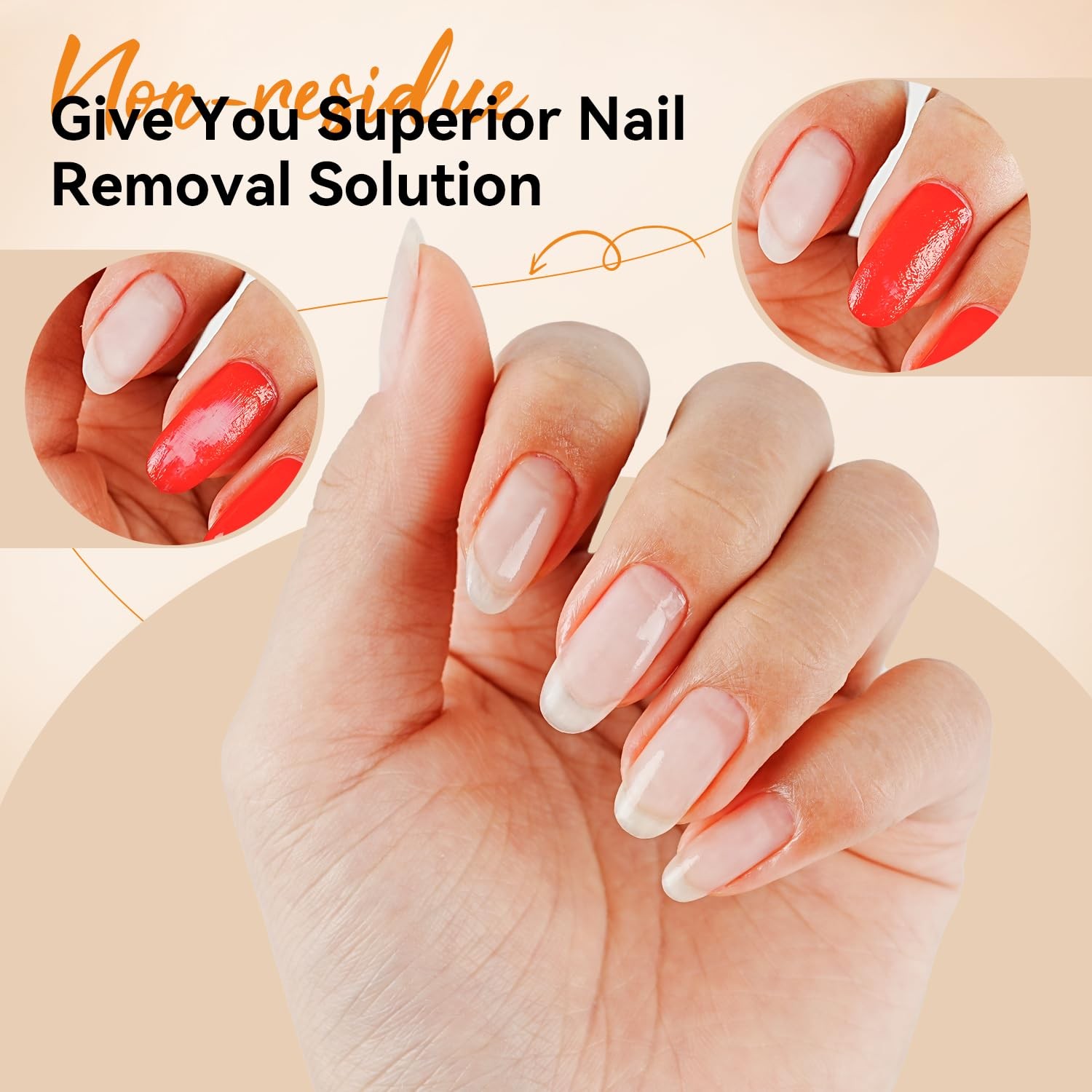 JODSONE Non-Acetone Nail Polish Remover, 6.09 Fl.Oz Orange Scent Clear